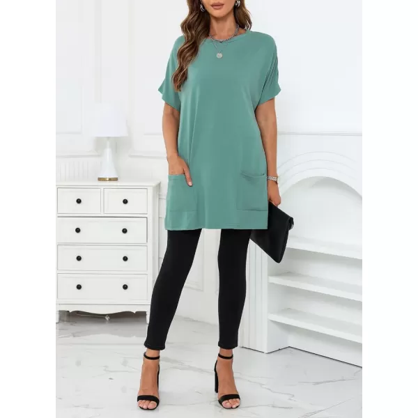 Dokotoo Womens Summer Casual Shirts Short Sleeve Tunic Tops with Pockets