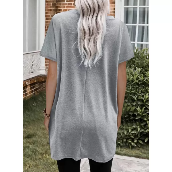 Dokotoo Womens Summer Casual Shirts Short Sleeve Tunic Tops with Pockets