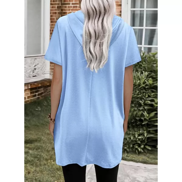 Dokotoo Womens Summer Oversized Hoodies Casual Short Sleeve Shirts Fashion Tunic Tops with Pockets