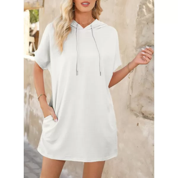 Dokotoo Womens Summer Oversized Hoodies Casual Short Sleeve Shirts Fashion Tunic Tops with Pockets