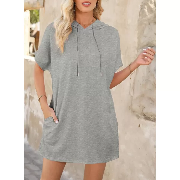 Dokotoo Womens Summer Oversized Hoodies Casual Short Sleeve Shirts Fashion Tunic Tops with Pockets