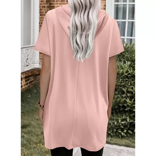Dokotoo Womens Summer Oversized Hoodies Casual Short Sleeve Shirts Fashion Tunic Tops with Pockets