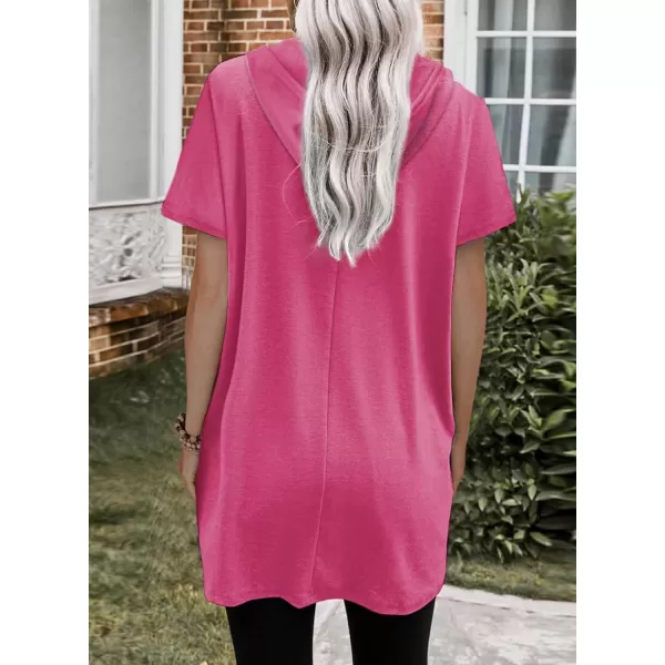 Dokotoo Womens Summer Oversized Hoodies Casual Short Sleeve Shirts Fashion Tunic Tops with Pockets