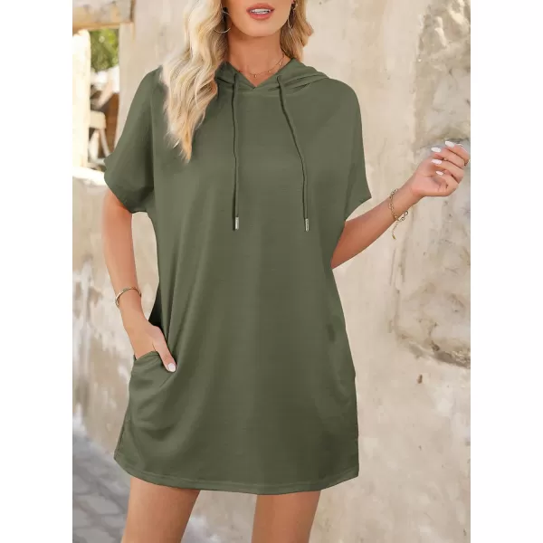 Dokotoo Womens Summer Oversized Hoodies Casual Short Sleeve Shirts Fashion Tunic Tops with Pockets