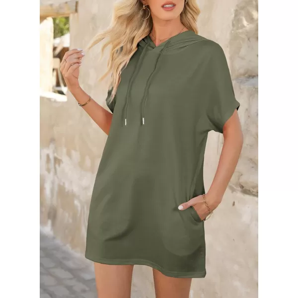 Dokotoo Womens Summer Oversized Hoodies Casual Short Sleeve Shirts Fashion Tunic Tops with Pockets