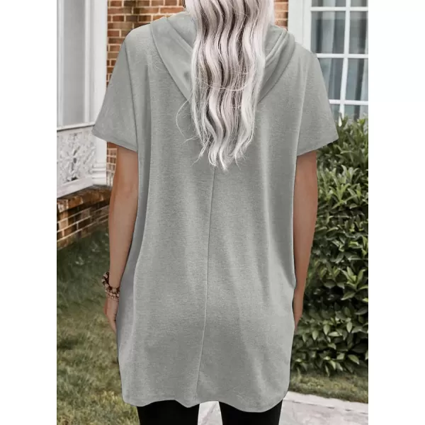 Dokotoo Womens Summer Oversized Hoodies Casual Short Sleeve Shirts Fashion Tunic Tops with Pockets