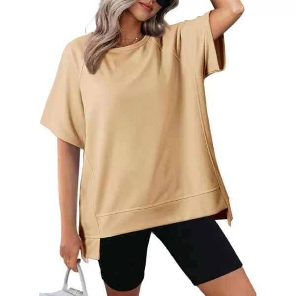 Dokotoo Oversized T Shirts for Women Crewneck Short Sleeve Casual Summer Tops Lightweight Loose High Low Blouse