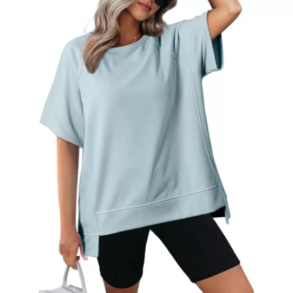 Dokotoo Oversized T Shirts for Women Crewneck Short Sleeve Casual Summer Tops Lightweight Loose High Low Blouse