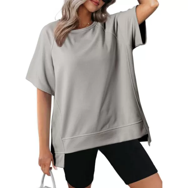 Dokotoo Oversized T Shirts for Women Crewneck Short Sleeve Casual Summer Tops Lightweight Loose High Low Blouse