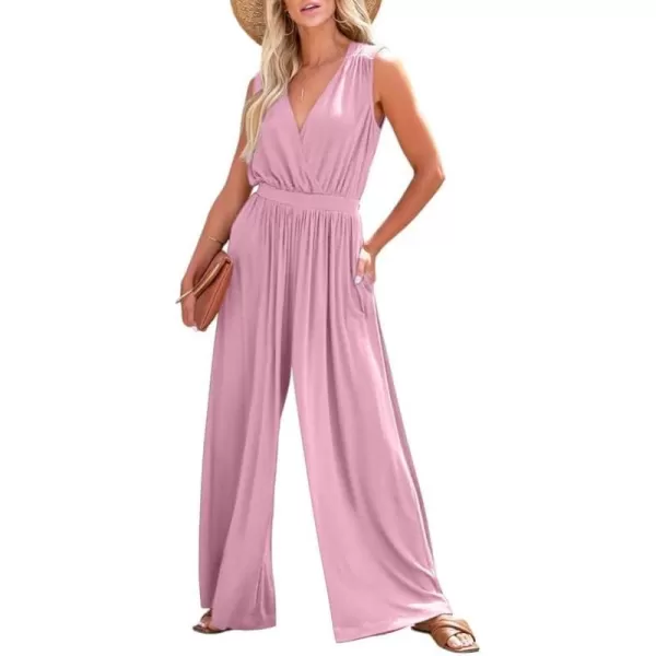 Dokotoo Sleeveless Jumpsuit V Neck Elegant for Womens Dressy Casual 2024 One Piece Romper Outfits