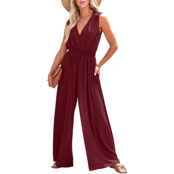 Dokotoo Sleeveless Jumpsuit V Neck Elegant for Womens Dressy Casual 2024 One Piece Romper Outfits