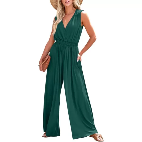 Dokotoo Sleeveless Jumpsuit V Neck Elegant for Womens Dressy Casual 2024 One Piece Romper Outfits