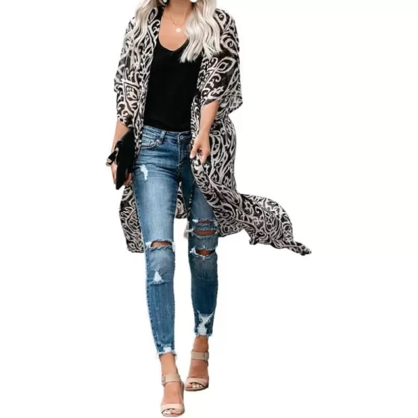 Dokotoo Womens 2024 Summer Beach Hawaiian Vacation Long Kimono Cardigans Swimsuits Cover ups