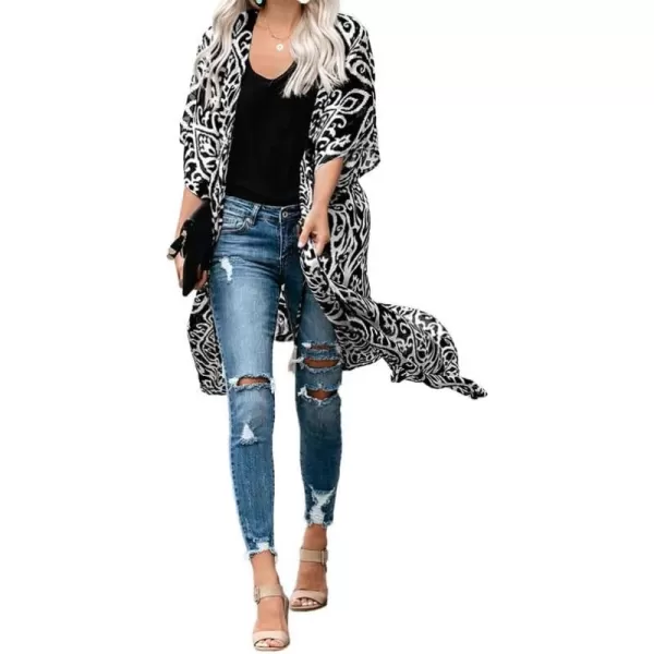 Dokotoo Womens 2024 Summer Beach Hawaiian Vacation Long Kimono Cardigans Swimsuits Cover ups