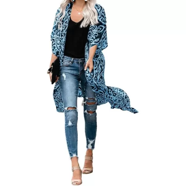 Dokotoo Womens 2024 Summer Beach Hawaiian Vacation Long Kimono Cardigans Swimsuits Cover ups