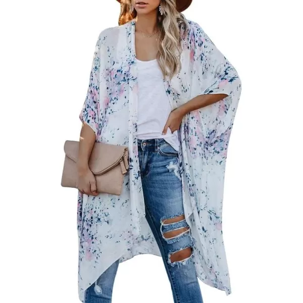 Dokotoo Womens 2024 Summer Beach Hawaiian Vacation Long Kimono Cardigans Swimsuits Cover ups