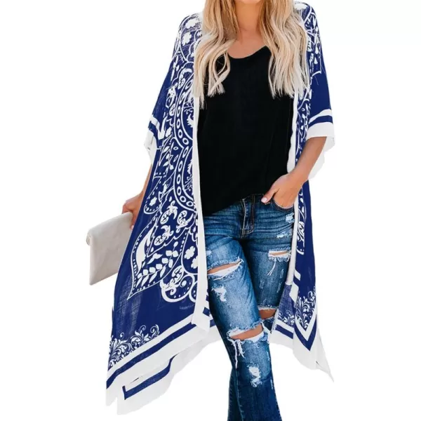 Dokotoo Womens 2024 Summer Beach Hawaiian Vacation Long Kimono Cardigans Swimsuits Cover ups