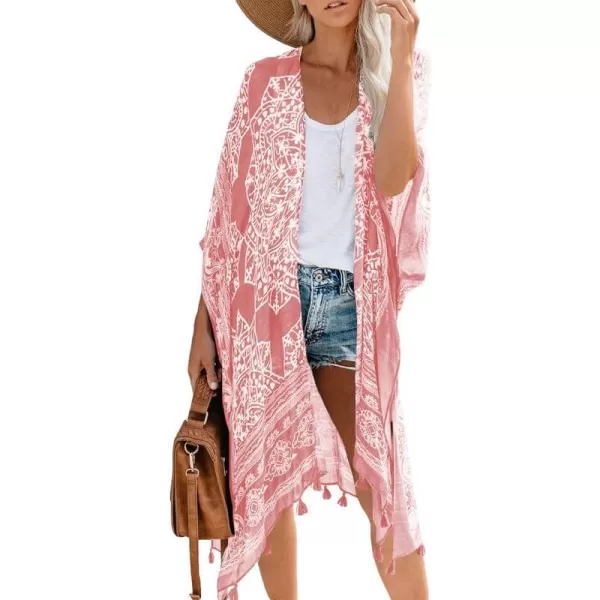 Dokotoo Womens 2024 Summer Beach Hawaiian Vacation Long Kimono Cardigans Swimsuits Cover ups