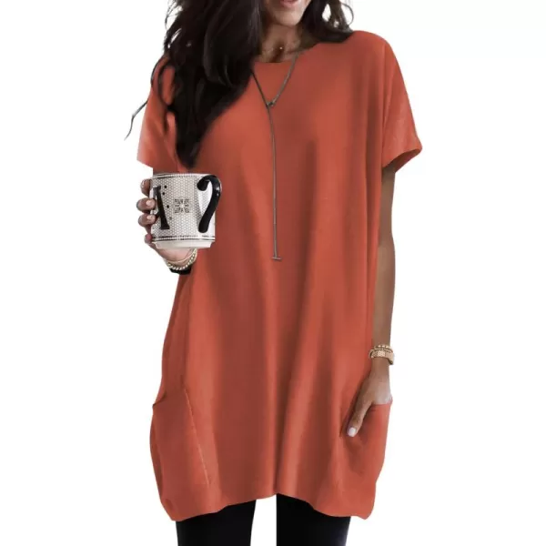 Dokotoo Womens Summer Casual Shirts Short Sleeve Tunic Tops with Pockets