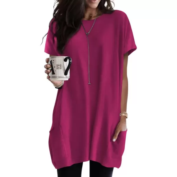 Dokotoo Womens Summer Casual Shirts Short Sleeve Tunic Tops with Pockets