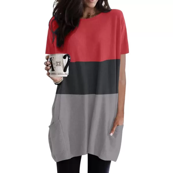 Dokotoo Womens Summer Casual Shirts Short Sleeve Tunic Tops with Pockets