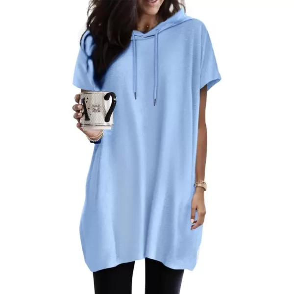 Dokotoo Womens Summer Oversized Hoodies Casual Short Sleeve Shirts Fashion Tunic Tops with Pockets