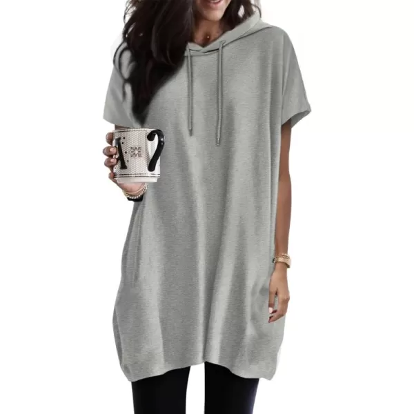 Dokotoo Womens Summer Oversized Hoodies Casual Short Sleeve Shirts Fashion Tunic Tops with Pockets