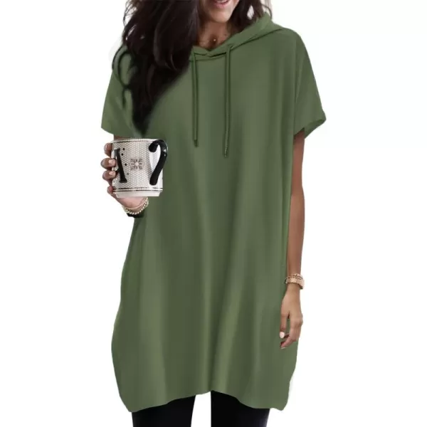 Dokotoo Womens Summer Oversized Hoodies Casual Short Sleeve Shirts Fashion Tunic Tops with Pockets