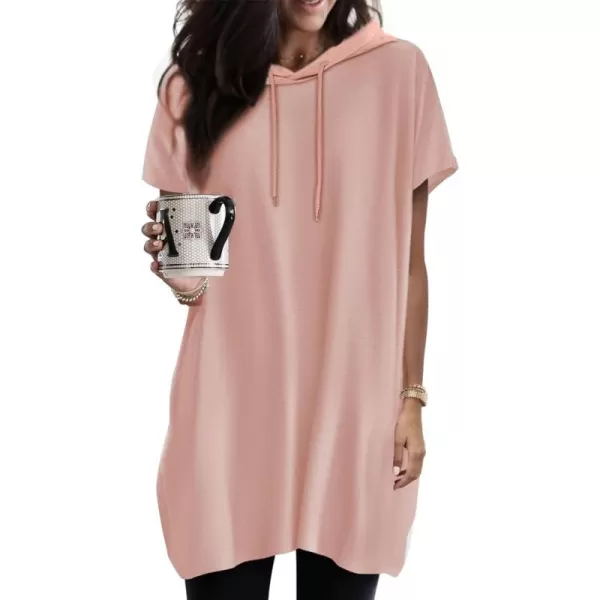 Dokotoo Womens Summer Oversized Hoodies Casual Short Sleeve Shirts Fashion Tunic Tops with Pockets