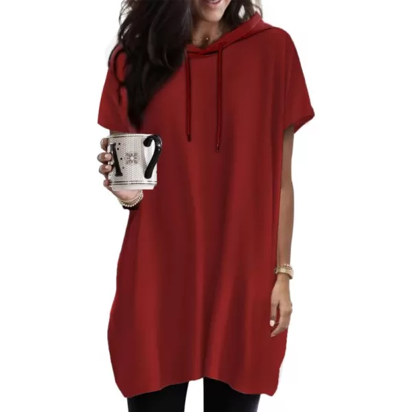 Dokotoo Womens Summer Oversized Hoodies Casual Short Sleeve Shirts Fashion Tunic Tops with Pockets