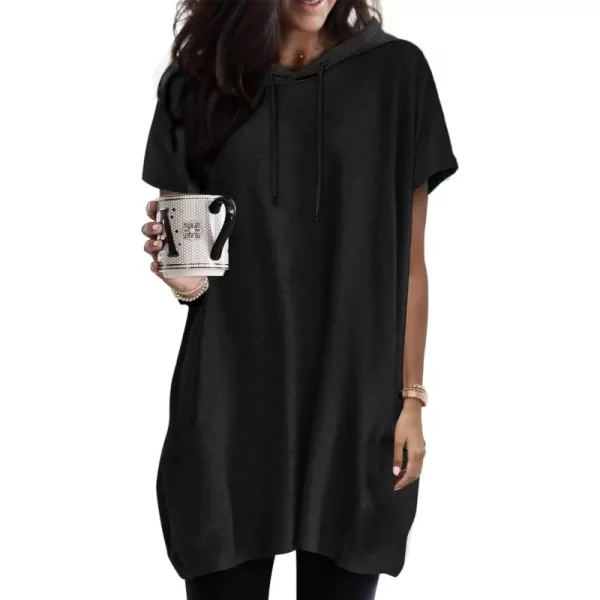 Dokotoo Womens Summer Oversized Hoodies Casual Short Sleeve Shirts Fashion Tunic Tops with Pockets