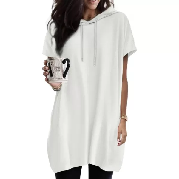 Dokotoo Womens Summer Oversized Hoodies Casual Short Sleeve Shirts Fashion Tunic Tops with Pockets
