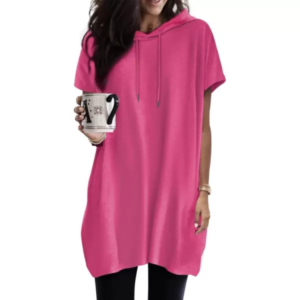 Dokotoo Womens Summer Oversized Hoodies Casual Short Sleeve Shirts Fashion Tunic Tops with Pockets