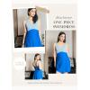 imageDokotoo One Piece Swimdress Swimsuits for Women 2025 Tummy Control Swimwear Dresses Summer Skirt Bathing SuitBlue Stripe