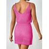 imageDokotoo Summer Crochet Hollow Out Knit Beach Bathing Suit Swim Cover Ups Cruise Outfits Vacation Dresses for Women 2025Pink