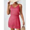 imageDokotoo Summer Crochet Hollow Out Knit Beach Bathing Suit Swim Cover Ups Cruise Outfits Vacation Dresses for Women 2025Rose Red