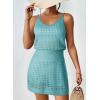 imageDokotoo Summer Crochet Hollow Out Knit Beach Bathing Suit Swim Cover Ups Cruise Outfits Vacation Dresses for Women 2025Turquoise