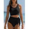 imageDokotoo Womens 2 Piece Swimsuit Scoop Neck Sleeveless 2025 Racerback Top Tummy Control Tie Knot Bathing Suits Floral BottomsBlack