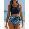 imageDokotoo Womens 2 Piece Swimsuit Scoop Neck Sleeveless 2025 Racerback Top Tummy Control Tie Knot Bathing Suits Floral BottomsBlue