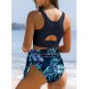 imageDokotoo Womens 2 Piece Swimsuit Scoop Neck Sleeveless 2025 Racerback Top Tummy Control Tie Knot Bathing Suits Floral BottomsBlue