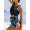 imageDokotoo Womens 2 Piece Swimsuit Scoop Neck Sleeveless 2025 Racerback Top Tummy Control Tie Knot Bathing Suits Floral BottomsBlue