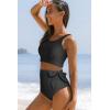 imageDokotoo Womens 2 Piece Swimsuit Scoop Neck Sleeveless 2025 Racerback Top Tummy Control Tie Knot Bathing Suits Floral BottomsCross Strapsblack