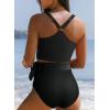 imageDokotoo Womens 2 Piece Swimsuit Scoop Neck Sleeveless 2025 Racerback Top Tummy Control Tie Knot Bathing Suits Floral BottomsCross Strapsblack
