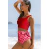 imageDokotoo Womens 2 Piece Swimsuit Scoop Neck Sleeveless 2025 Racerback Top Tummy Control Tie Knot Bathing Suits Floral BottomsCross Strapsred