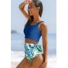 imageDokotoo Womens 2 Piece Swimsuit Scoop Neck Sleeveless 2025 Racerback Top Tummy Control Tie Knot Bathing Suits Floral BottomsCross Strapssky Blue