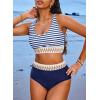 imageDokotoo Womens 2 Piece Swimsuit Scoop Neck Sleeveless 2025 Racerback Top Tummy Control Tie Knot Bathing Suits Floral BottomsFloral Blue