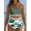 imageDokotoo Womens 2 Piece Swimsuit Scoop Neck Sleeveless 2025 Racerback Top Tummy Control Tie Knot Bathing Suits Floral BottomsFloral Green