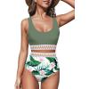 imageDokotoo Womens 2 Piece Swimsuit Scoop Neck Sleeveless 2025 Racerback Top Tummy Control Tie Knot Bathing Suits Floral BottomsFloral Green