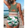 imageDokotoo Womens 2 Piece Swimsuit Scoop Neck Sleeveless 2025 Racerback Top Tummy Control Tie Knot Bathing Suits Floral BottomsFloral Green