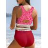 imageDokotoo Womens 2 Piece Swimsuit Scoop Neck Sleeveless 2025 Racerback Top Tummy Control Tie Knot Bathing Suits Floral BottomsFloral Red